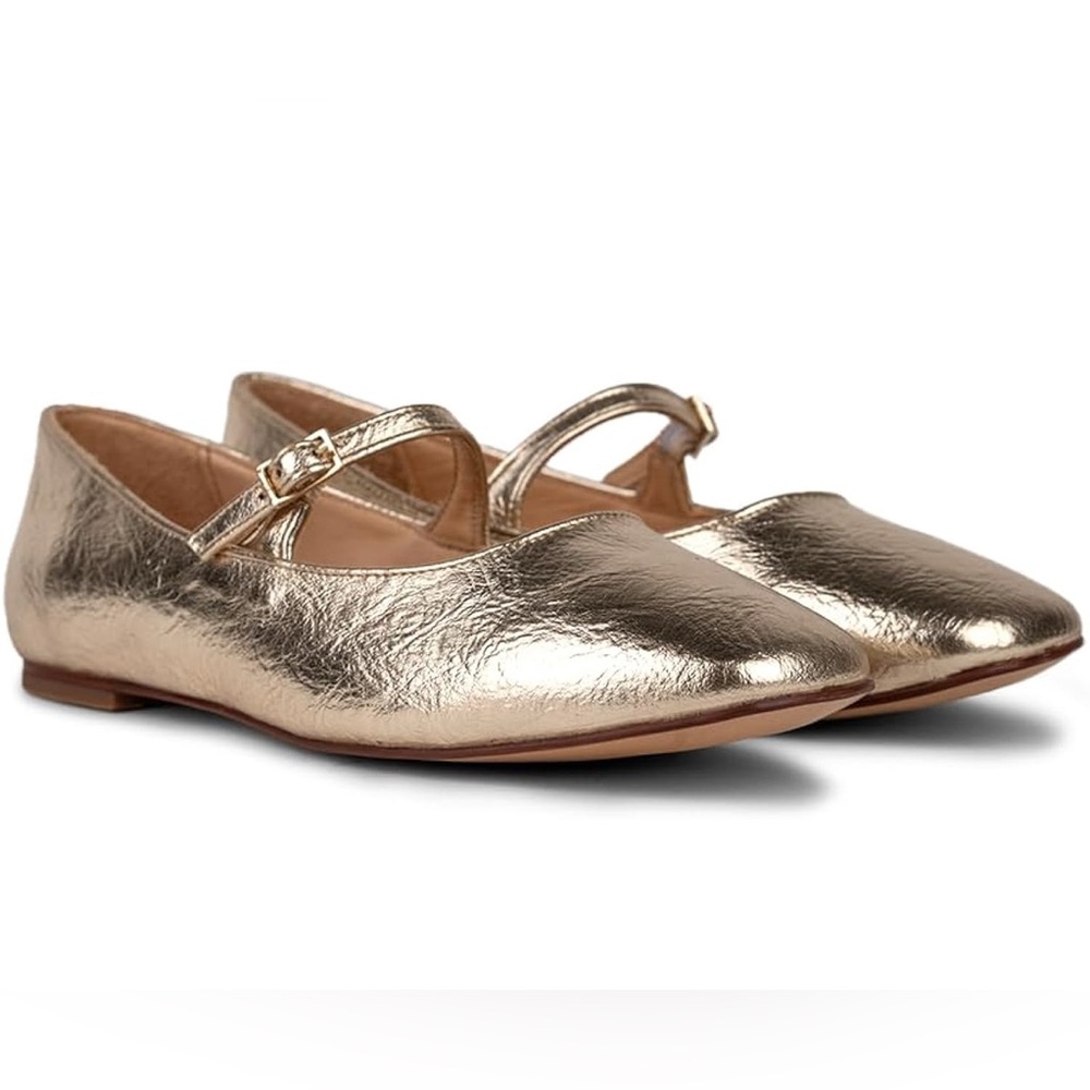 Morkas Melissa Gold Flats with Strap